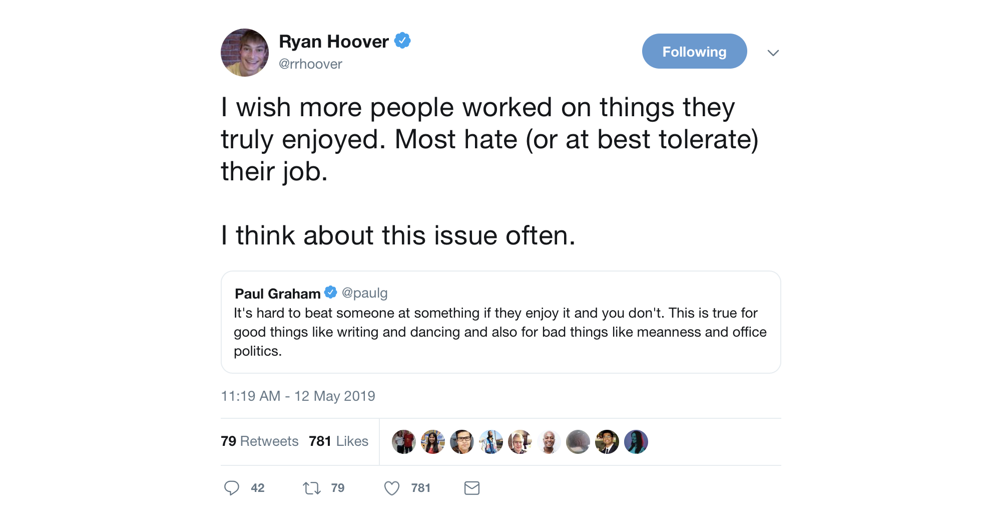A tweet from Ryan Hoover