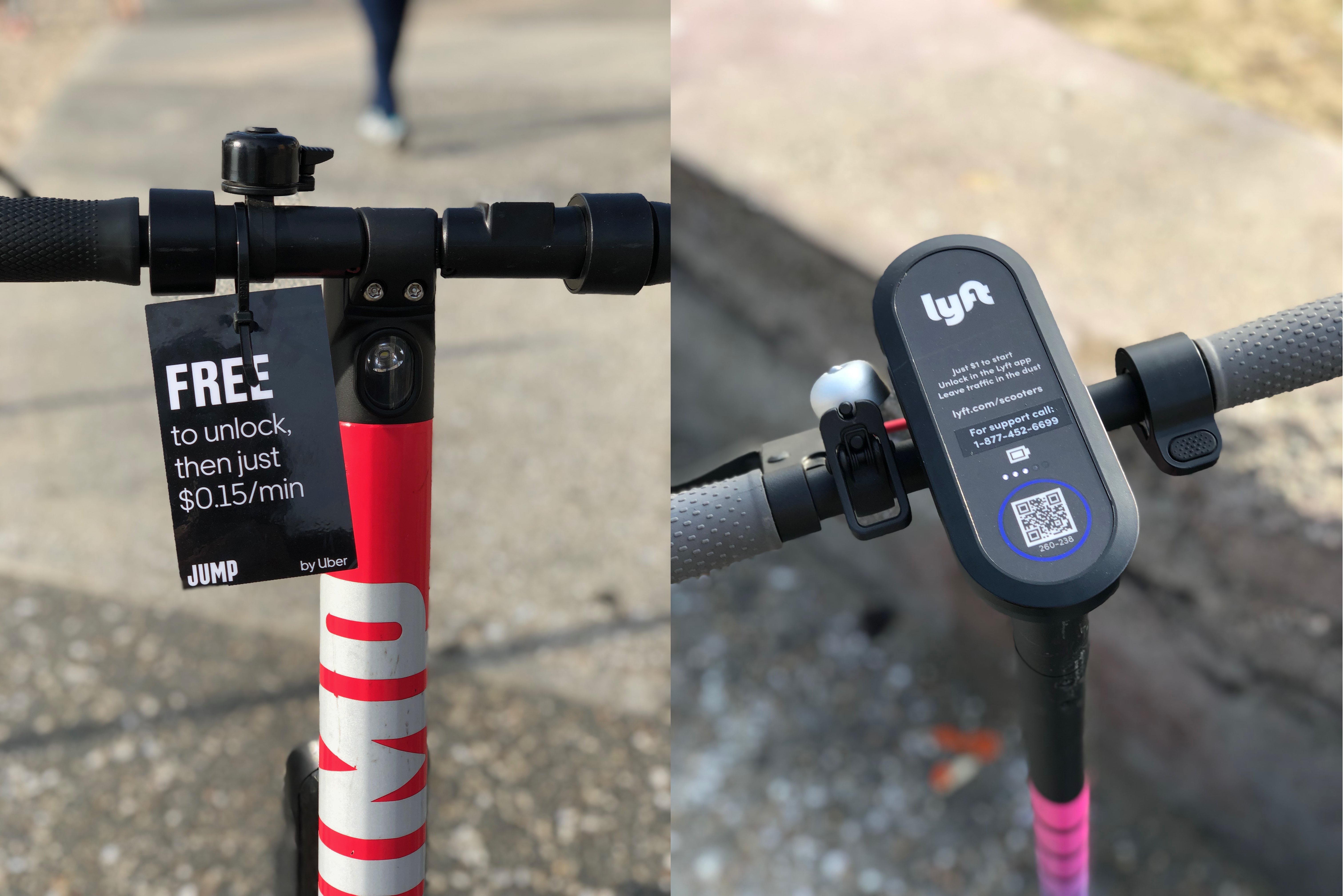 JUMP and Lyft scooters