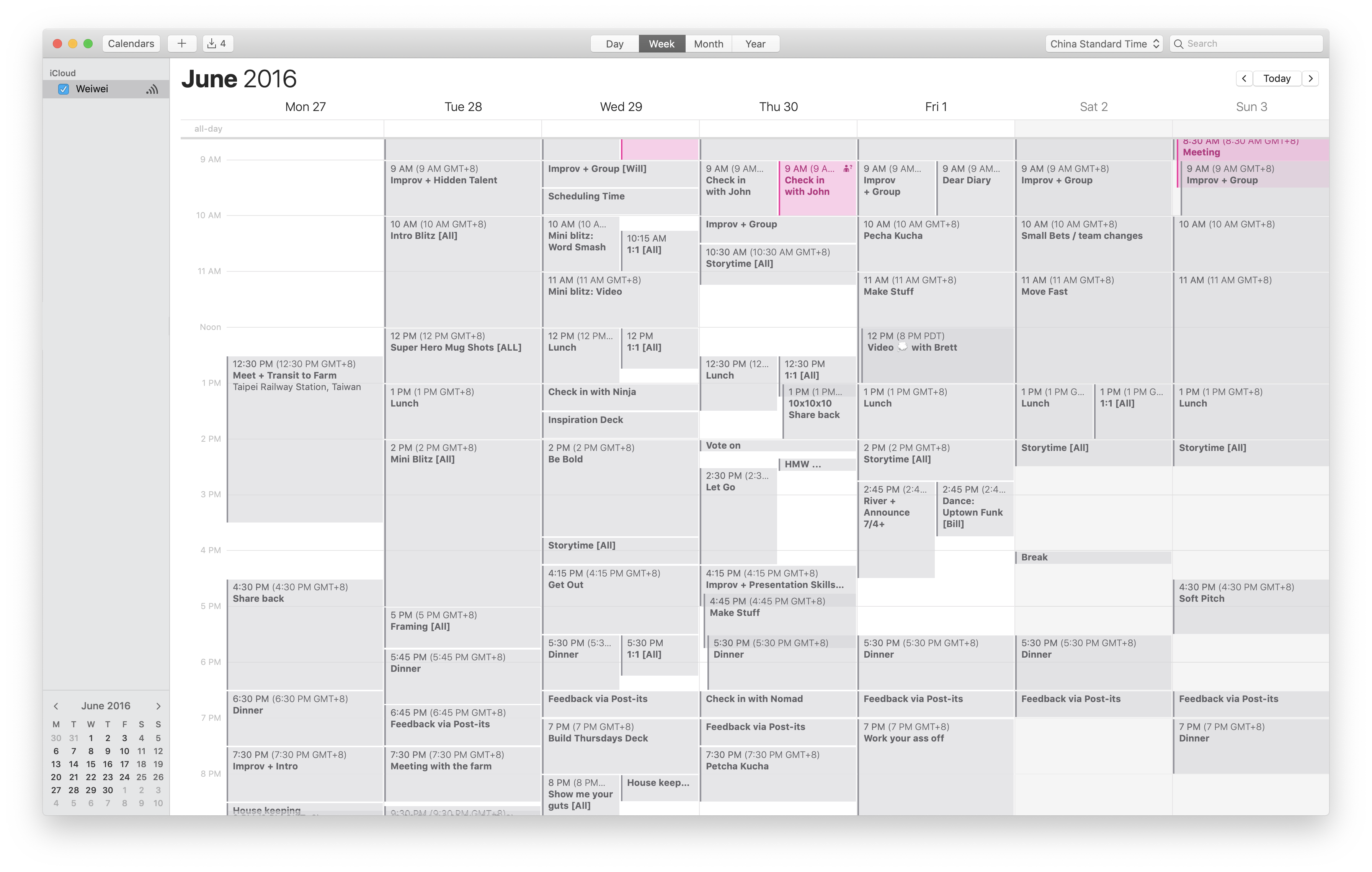 A screenshot of SPTW's schedule